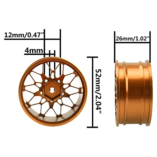 ShareGoo Metal Wheel Rims RC 12mm Hex Hubs 1/10 RC Drift On-Road Racing Touring Wheel Rim Compatible with HSP Tamiya Kyosho RedCat Sakura WLtoys Universal 1/10 RC Scales (Golden) - color: Golden