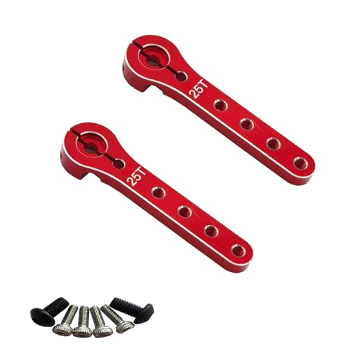 2pcs Aluminum 25T Servo Horn 56mm M2.5 Thread Metal 25 Teeth Extension Steering Servo Arm Compatible with 30-100CC Balsa Airplanes RC Plane Helicopter Car (Red) - color: Red