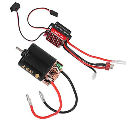 Generic Smooth Operation 540 Brushed Motor 360A ESC Quality Brushed Motor ESC for 1/10 RC Car Model Aluminum Alloy + Plastic Black Red (35T)