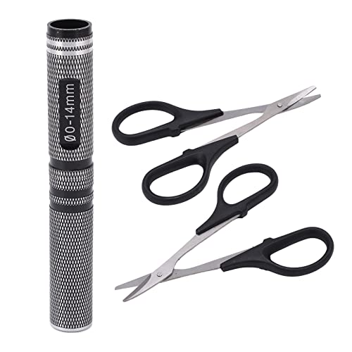 RC Curved Scissors and Hole Puncher Kit, Aluminum Alloy Body Reamer for RC Car Drone Shell Trimming, 014mm Adjustable Cutter with Ergonomic Grip (Black) - color: Black