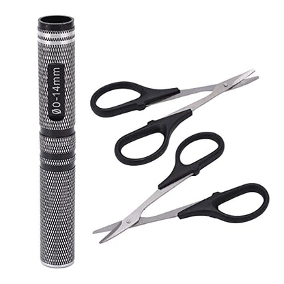 RC Curved Scissors and Hole Puncher Kit, Aluminum Alloy Body Reamer for RC Car Drone Shell Trimming, 014mm Adjustable Cutter with Ergonomic Grip (Black) - color: Black