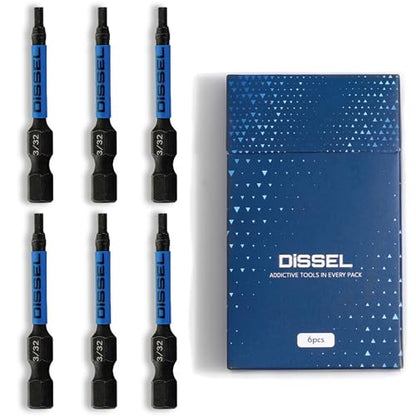 3/32 Hex Bit Set - SAE Magnetic 3/32 Allen Wrench, Durable S2 Steel Hex Driver for Bike, Furniture & RC Repairs (6pc). Impact Grade Allen Bits Designed for Precision and Durability. - size: 3/32", style: SAE