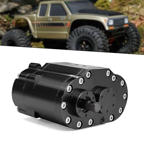 Yiju Transfer Case Gearbox RC Transmission Box Aluminum Alloy Construction Professional Double Speed RC Crawler Gear Set Suitable for Rock Crawling, Black - color: Black