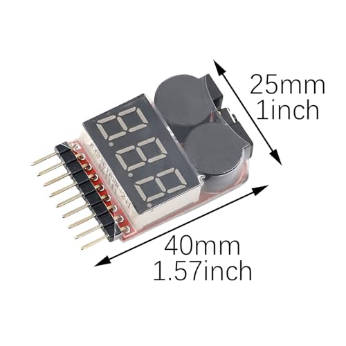 RLECS 2PCS 1-8S Lithium Battery Checker Voltage Tester Monitor for Drone/RC Car/Aerial Photography/Racing