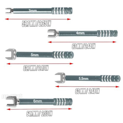 RC 3/4/5/5.5/6MM Turnbuckle Wrench Spanner for RC Crawler Car,Medium Carbon Steel Links Wrench,Multi-Function Turnbuckle Nut Ball Joint Remover RC Repair Tool,(5Pcs Titanium) - color: Titanium - (3/4/5/5.5/6mm Turnbuckle Wrench)