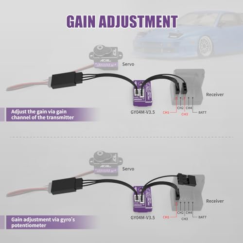AGFRC 4g AVCS Gyro for RC Mini-Z Drift Car (GY04M V3.5 Purple) | CNC Case, 3.7-8.4V, 20mA, AVCS & Normal Dual Modes, 32-bit PID Control, for Mini-Z, Competition Grade RC Drifting - color: Purple
