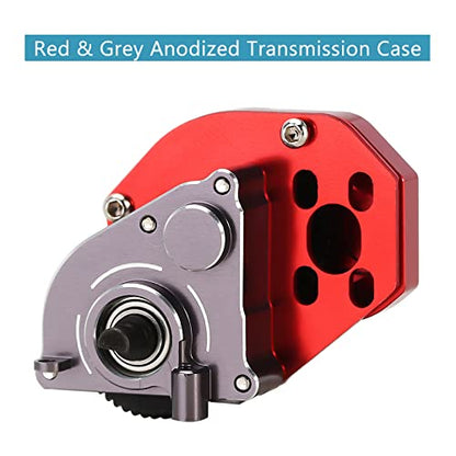 INJORA CNC Aluminum Complete Transmission Gearbox for SCX24 AX24, Red - color: Red