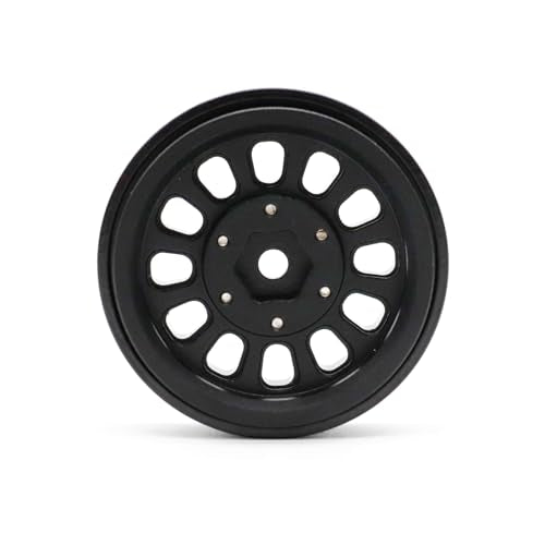1.3” Brass Beadlock Wheels, -5.40mm Offset CNC 7 mm Hex Rims for 1/18 1/24 RC Crawler TRX4M, Axial SCX24 AX24, Redcat Ascent-18, FMS FCX24, 4 pcs, Matte Black - color: Matte-black