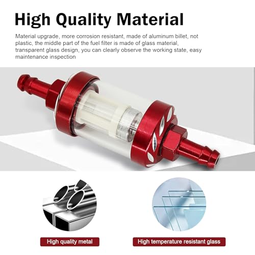 Automotive Fuel Filter, Inline Gas Filters, Detachable Transparent Metal Glass Visible Oil Level Fuel Filters, Universal Filter Oil Cup Universal for Motorcycles ATVs