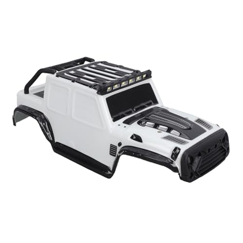 RC Car Body Shell, Polycarbonate Replacement Cover with LED Roof Lights, 27 X 10 X 9 Cm, Pressure Printed Truck Body for 1:16 Scale SCY16103PRO Off Road Racing (White) - color: White