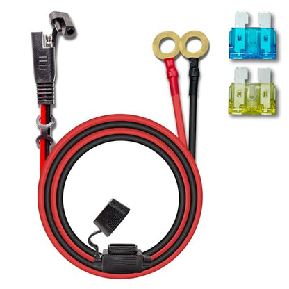BFXM 10AWG 2FT SAE Connector Extension Cables with 15& 20A Fuse | 2 Pin SAE to O Ring Terminal Quick Disconnect Harness for Car, Motorcycle, Solar Panel - color: 10awg2ft