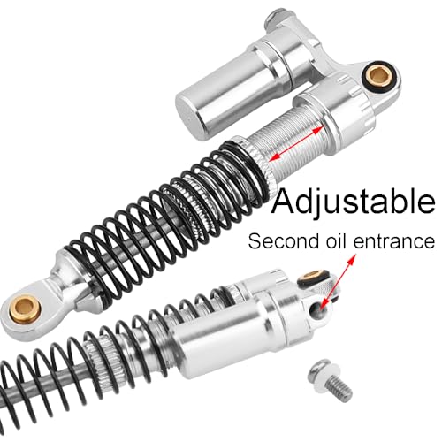 Aluminium 53mm/59mm/66mm/78mm Shocks- Long Threaded Shock Absorber Oil Damper for TRX4M 1/18 RC Crawler Upgrades (silver, 53mm)