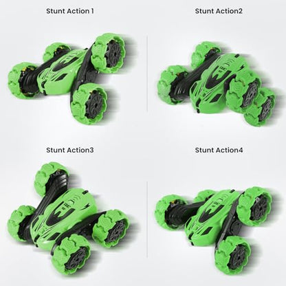RC Stunt Car, 360° Flips & Double-Sided Remote Control Truck with LED Lights, 2.4GHz High Speed All Terrain Off-Road Toy Car, Gift for Boys Girls Kids Ages 6-12 (Green) - color: Green