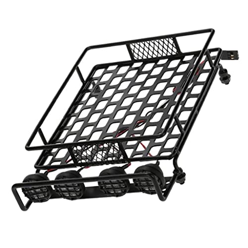misppro 1/10 RC Climbing Car Accs Roof Rack Luggage Carrier W LED Light Bar