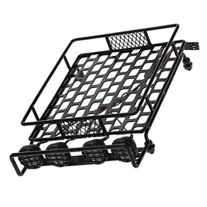 misppro 1/10 RC Climbing Car Accs Roof Rack Luggage Carrier W LED Light Bar