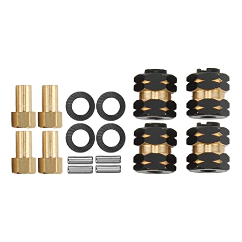 Generic 4PCS RC Hex Hub Extension Adapter Brass Wheel Hub Coupler for Axial SCX24 AXI90081 AXI00001 AXI00002 AXI00005 1/24 with Black Hard Coating