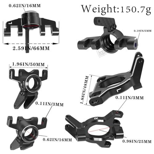 Upgrades Parts for 1/10 4x4 Kraton/Outcast 4S BLX,1/8 Mojave 4X4 4S BLX,Aluminum Front Steering Block Knuckles & C-Hubs Caster Blocks & Rear Hubs Hops Up,Black - color: Black(for Mojave 4s )