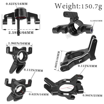 Upgrades Parts for 1/10 4x4 Kraton/Outcast 4S BLX,1/8 Mojave 4X4 4S BLX,Aluminum Front Steering Block Knuckles & C-Hubs Caster Blocks & Rear Hubs Hops Up,Black - color: Black(for Mojave 4s )
