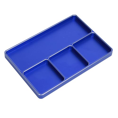 4 Grids RC Repair Screw Tray, Aluminum Alloy Magnetic Storage Organizer RC Repair Screw Tray Screws Holder Plate with Magnetic Design for RC Car Airplanes (Blue) - color: Blue