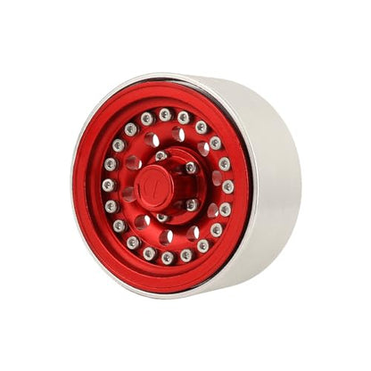 1/10 RC Crawler 4Pcs 1.9 Inch Beadlock Wheel Hub Rim Rims Aluminum Alloy for TRX4 TRX6 Axial SCX10 III AXI03007 GRT EX86190 RedCat,Five Hole nut (red) - color: Red