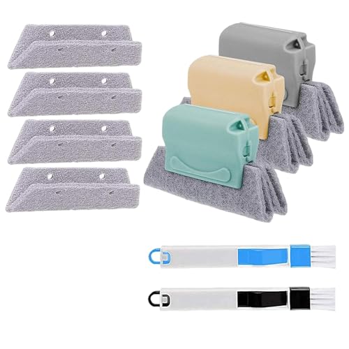 9 PCS Magic Window Track Cleaner, Multi-angle Window Groove Cleaning Brush, Sill Cleaning Tools Kit, Universal for Most Cars, Trucks, SUVs (Multicolored)