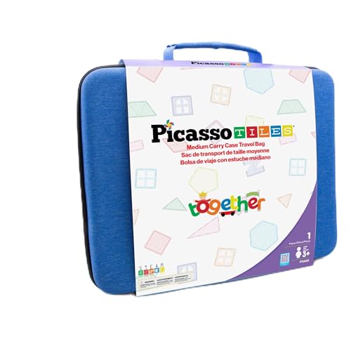 PicassoTiles Toy Storage Travel Case Organizer Bag for Kids Magnetic Tiles | water-resistant Oxford cloth material, durable rubber handle, strong zipper, zippered mesh pocket, drop-proof edges