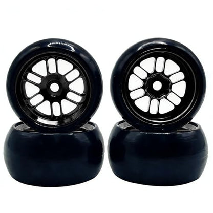 1/24 Finished Drift Tire Set, Compatible with WLtoys 244016 Losi Micro B RC Car Losi Micro B Upgrade (Black) - color: Black
