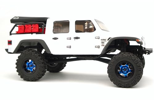 RC 1.0 Beadlock Wheels Offsets -2 Aluminum Rims For AX24 1/18 1/24 Scale SCX24 Deadbolt RC Crawler Car Wheels Upgrades 4Pc (Blue Black) - color: Blue Black