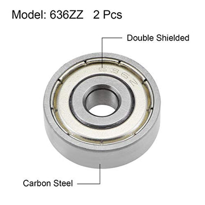 uxcell 636ZZ Deep Groove Ball Bearings Z2 6mm X 22mm X 7mm Double Shielded Carbon Steel 2pcs - size: 6mmx22mmx7mm