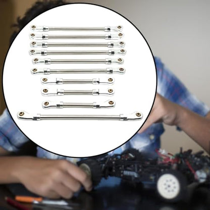 10 Pieces Steering Servo Link RC Car Pull Rod Metal Upgrade Linkage Model Parts Sturdy Construction Suitable for WLtoys 1/10 RC Truck, Argent - color: Argent
