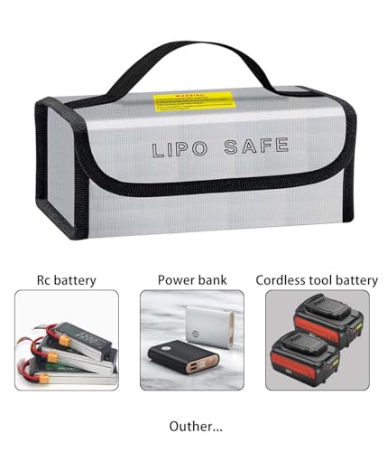 Lipo Battery Safe Bag Large Capatity Fireproof Bag for Ebike Lipo Battery Other Batteries Storage Charging Transport Home Office Travel Safe Storage Pouch - size: 230*80*100+185*75*60mm