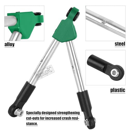7075 Aluminum C Hub Front Tie Rods with Stabilizer Upgrade Parts for 1/10 Slash 4X4 4WD LCG.Green - color: Green(for 1/10)