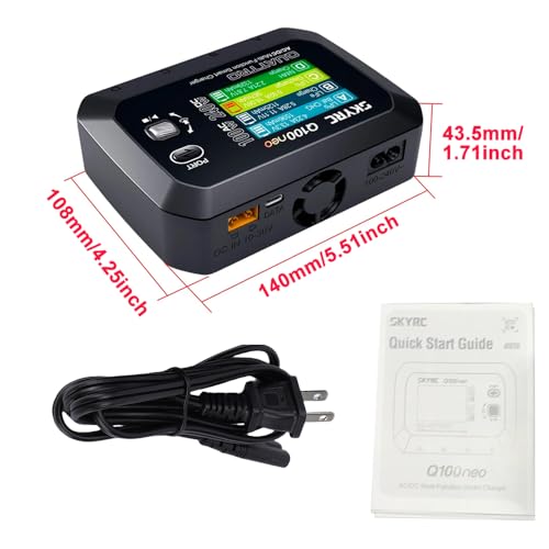 GoolRC Q100neo AC/DC Multi-Function Smart Charger, Lipo Battery Balance Charger Discharger AC 100W DC 240W for 1-4S LiPo/Life/LiIon/LiHV, 1-8S NiMH/NiCd, 3S/6S Pb Batteries