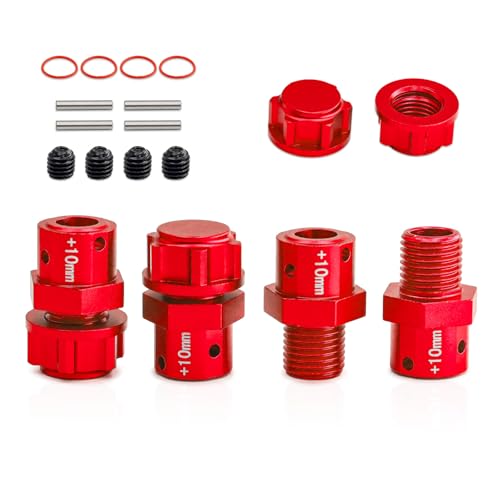 RC Wheel Hex 10mm Widen Wheel Hub Drive 17mm Hex with Anti-dust Cap Nuts 17mm Alum for Arrma Kraton Outcast Fireteam Mojave Infraction 6S Felony Limitless Upgrade Parts (Red)