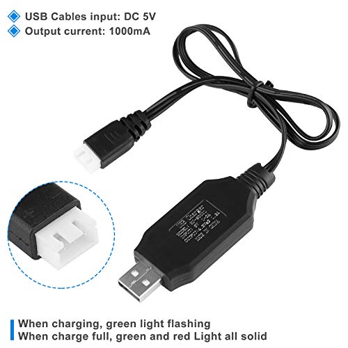 2S Li-ion Battery 7.4V 2000mAh 20C T Plug Female Connector Rechargeable Battery with USB Battery Charger for RC Car Off Road Truck Jumper T16 Transmitter etc