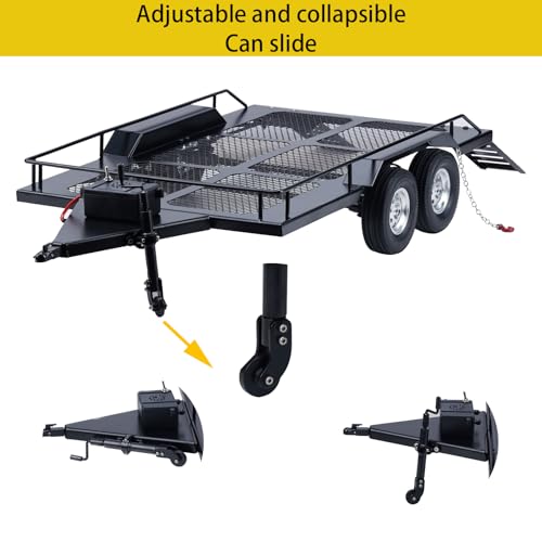 DJX RC Trailer,1/10 Scale Trailer with Light Strip Suitable for Axial D90 D110 SCX10 TRX4 Redcat GEN7 GEN8 CC01 CC02 Etc 1/10 RC Crawler Car - style: 1/10 RC Trailer