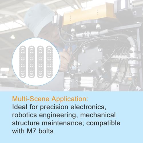 M7x12mm Shim Set for Mechanical Maintenance, 48pcs 304 Stainless Steel | 0.1, 0.2, 0.3 and 0.5mm, 12 pcs each, thin spacers for M7 bolts, electronics, mechanical maintenance and component spacing - size: M7X12