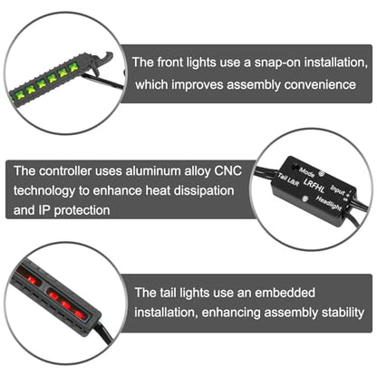 LRFHL 1/16 1/14 RC Light Bar RC LED Light Lamp Kit | for Arrma 1/16 1/14 Mojave Grom 4X4 RTR Brushed Desert Truck, Headlight Taillight Turn Signal Flashing Front and Rear Lights