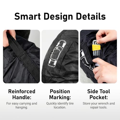 1 PC Spare Tire Cover, 190T Polyester Taffeta Spare Tire Protector with Pocket, 13"-18" Diameters Waterproof Wheel Storage Bag, Universal for Most Cars, Trucks, SUVs (Black #L) - color: Black #L