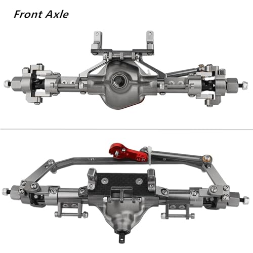 Complete Aluminum Front & Rear Axle Set for Axial SCX10 RC4WD D90, 1/10 Scale RC Crawler Upgrade, with Enhanced Steel Axle Shafts(Titanium)