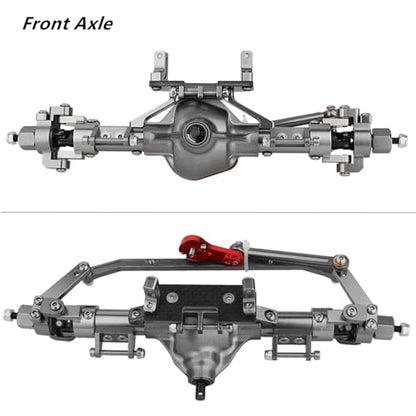 Complete Aluminum Front & Rear Axle Set for Axial SCX10 RC4WD D90, 1/10 Scale RC Crawler Upgrade, with Enhanced Steel Axle Shafts(Titanium)