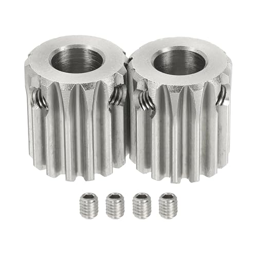 uxcell 2Pcs 1 Mod 14T Spur Gear 8mm Bore, 304 Stainless Steel Pinion Gear, 20°Pressure Angle, for Spur Rack and RC Model Car or Motor DIY - size: 1 Mod 14T, 8mm