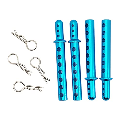 Replacement Part For Set Of 4 Body Post Mount W/R-Clip Pins For 1/10 1/8 Racing On-road RC Car - (Color: Black) - color: Black