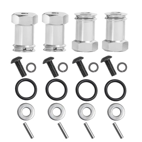 4Pcs/Set Aluminum Alloy 12mm Wheel Hex Hub Adapters 20mm Extension Hex Drive Adapter Combiner Coupler Compatible with 1/10 RC Crawler Axial SCX10 Wraith RC Truck Car Upgrades (Silver) - color: Silver