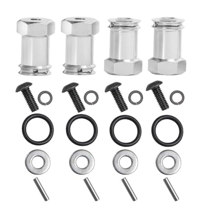 4Pcs/Set Aluminum Alloy 12mm Wheel Hex Hub Adapters 20mm Extension Hex Drive Adapter Combiner Coupler Compatible with 1/10 RC Crawler Axial SCX10 Wraith RC Truck Car Upgrades (Silver) - color: Silver