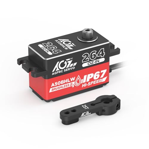 AGFRC 19KG Low-Profile Programmable-Digital-Servo - 0.073Sec High Speed Wateproof Full Metal Gear Brushless RC Servo with 25T Metal Servo Horn for 1/10 RC Car, 180 Degrees (A50BHLW)