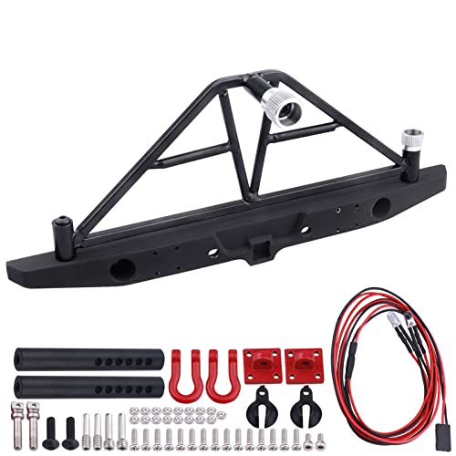 Metal Rear Bumper Mounts Set w/Winch & 5mm LED White Lights for TRX-4 Axial SCX10 SCX10 II 90046 SCX10 III AXI03007 Redcat Gen 7 1/10 RC Crawler - style: Rear Bumper