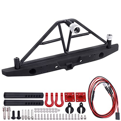 Metal Rear Bumper Mounts Set w/Winch & 5mm LED White Lights for TRX-4 Axial SCX10 SCX10 II 90046 SCX10 III AXI03007 Redcat Gen 7 1/10 RC Crawler - style: Rear Bumper