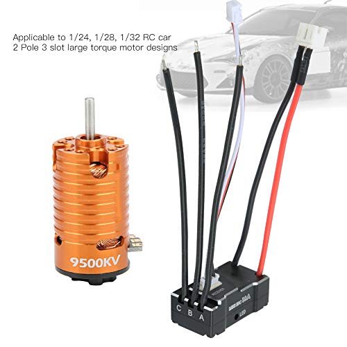 Brushless Motor, 9500KV High Speed Metal 1410 ESC Set, 18A Brushless Crawler Motor for 1/24 1/28 1/32 RC Cars Off-Road Crawling Hobbyists and Spare Part Replacement