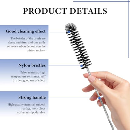 3PCS Carbon Dirt Cleaning Brush, Carburetor Cleaner Density Nylon Tube Brush for Drill, Car Engine Carbon Dirt Jet Remove Cleaning Brushes for ATV Motorcycle Moped Welder